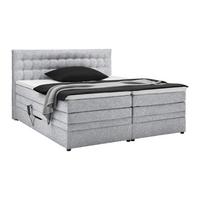 Boxspringbett Luzern Grau ca. 160x200cm - Schwarz/Grau, KONVENTIONELL, Kunststoff/Textil (160/200cm) - Premium Living