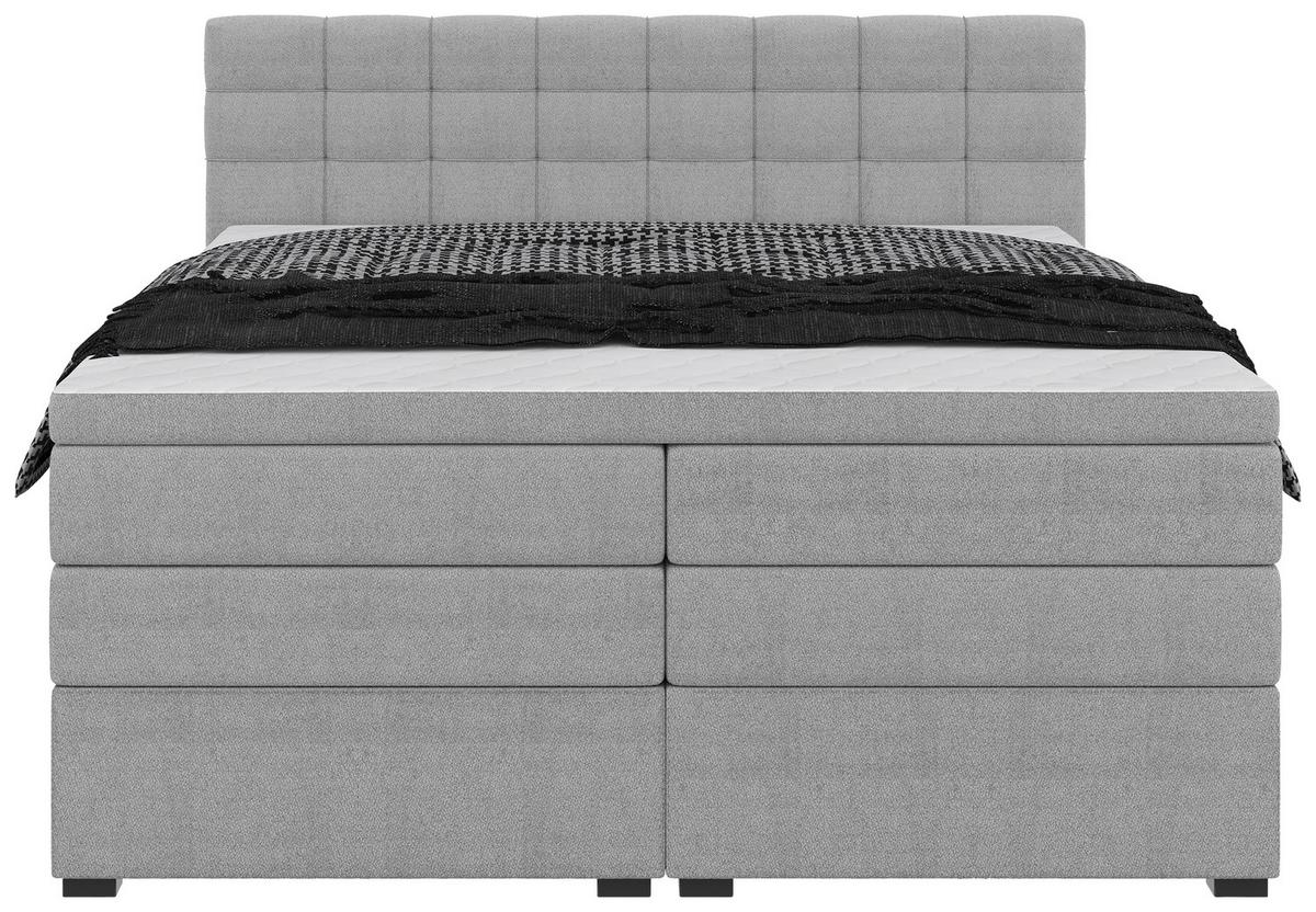 Boxspringbett Fano Grau ca. 200x200cm - Schwarz/Grau, Konventionell, Kunststoff/Textil (200/200cm) - Mömax