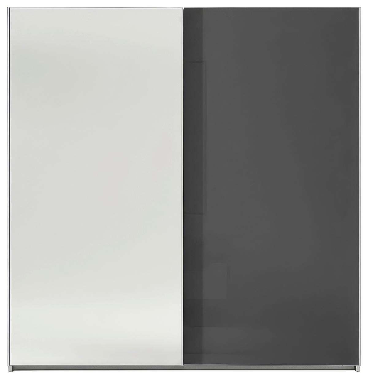 Ormar Sa Staklenim Kliznim Vratima Lumos - srebrne boje/tamno siva, Konvencionalno, staklo/drvni materijal (200/222/68cm) - Premium Living