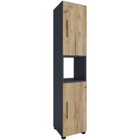 Hochschrank Flandu ca. 31x160 cm Honigeiche/Anthr - Honigeiche/Schwarz, MODERN, Holzwerkstoff/Kunststoff (31/160/30cm) - MID.YOU