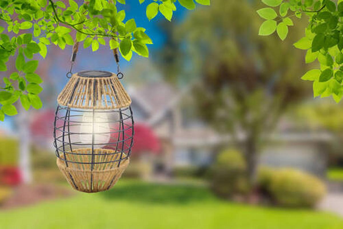 Solarna Svetilka Lantern, S Sijalko - črna/naravne barve, Natur, kovina/umetna masa (16,5/40,5cm) - Globo