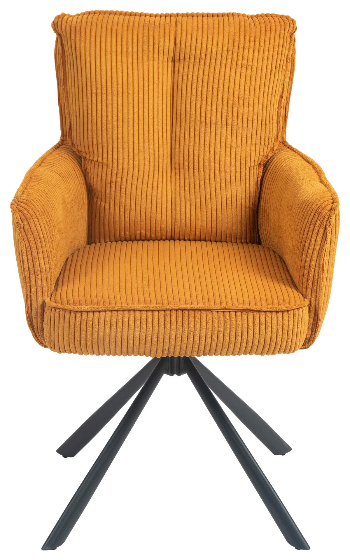 KRZESŁO Z PODŁOKIETNIKAMI ASHER - czarny/curry, Design, metal/tkanina (62/95/67cm) - Novel