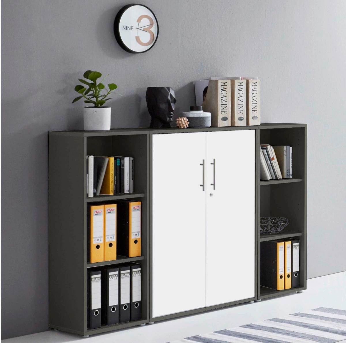 AKTENSCHRANK OFFICE EDITION - SW SET 2 - Anthrazit/Weiß, MODERN, Holzwerkstoff (172,6/113,6/33cm) - MID.YOU