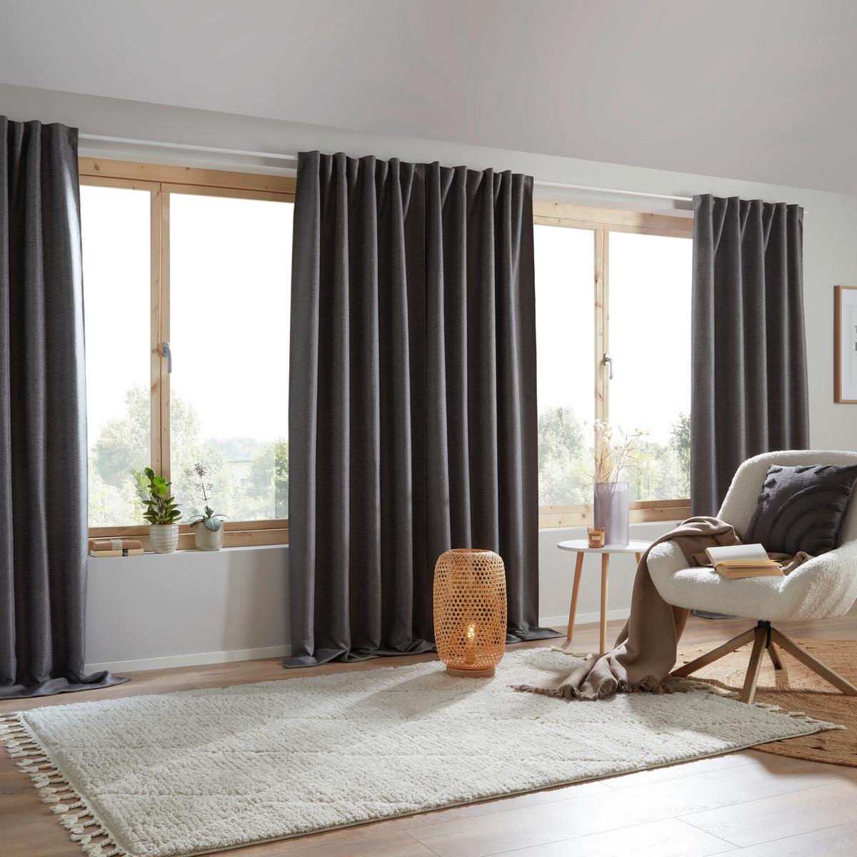 Zatemnitvena Zavesa Kai - siva, Moderno, tekstil (135/255cm) - Premium Living