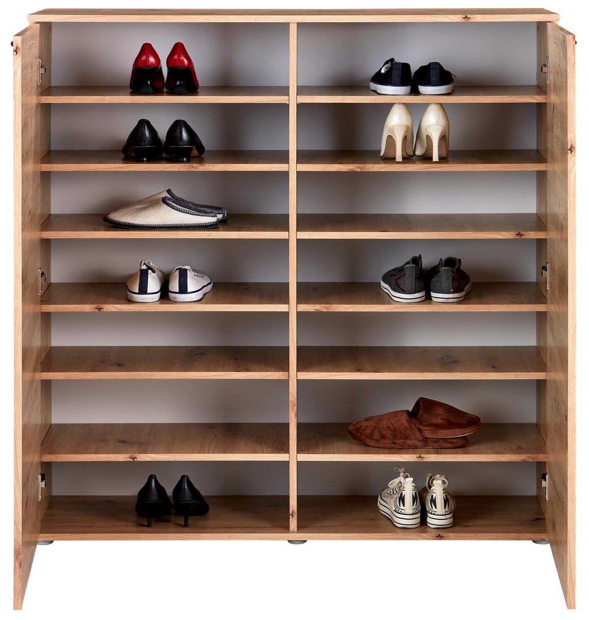Ormarić Za Cipele Boot 2 - boje hrasta/crna, Moderno, drvni materijal/plastika (120/125/37cm) - Modern Living