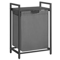 Wäscshekorb ca. 50x72x33 cm Grau - Schwarz/Grau, Trend, Holzwerkstoff/Textil (50/72/33cm) - MID.YOU