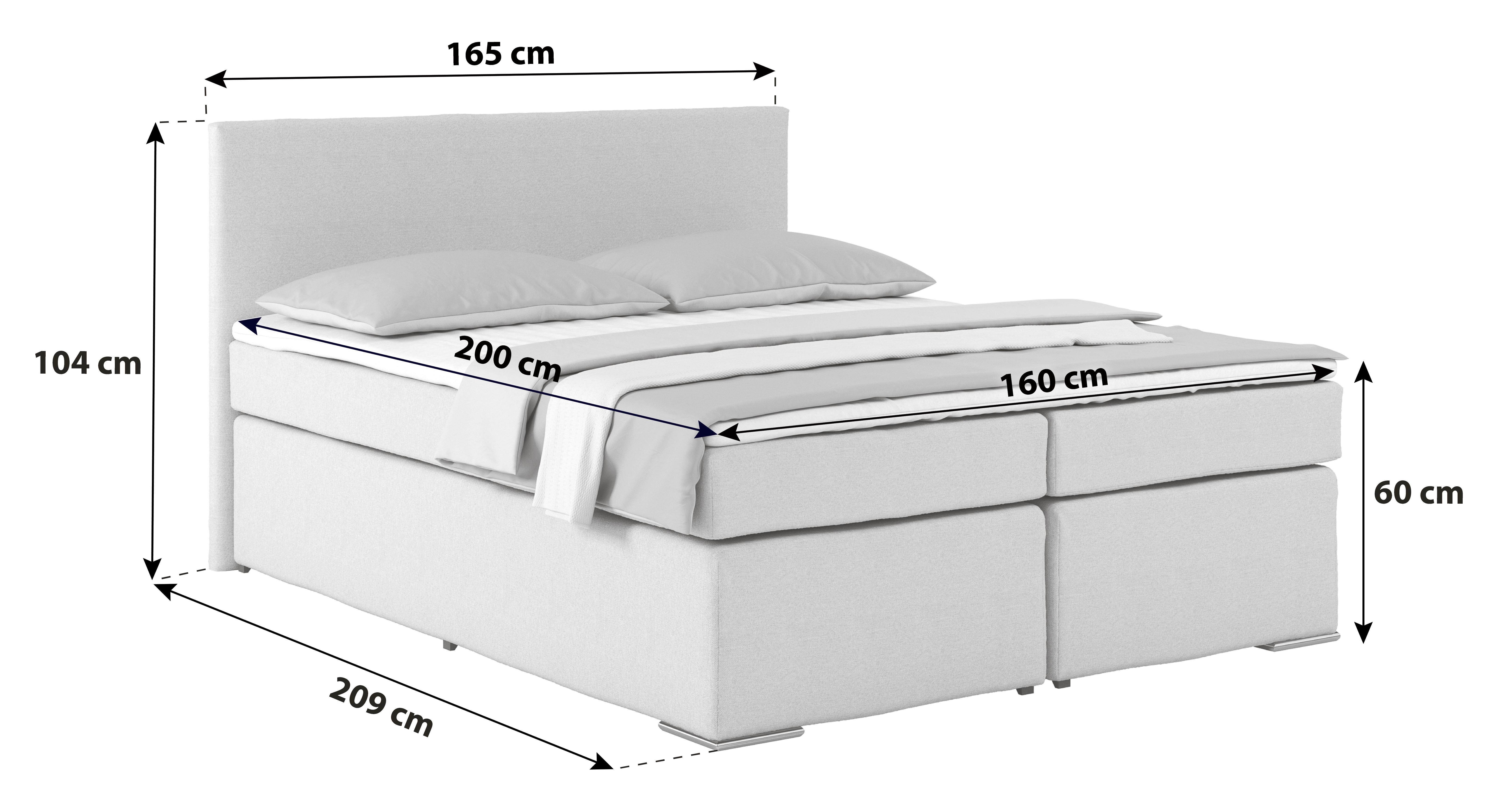 Boxspring Krevet Nero - boje kroma/crna, Konvencionalno, tekstil/metal (160/200cm) - Best Price