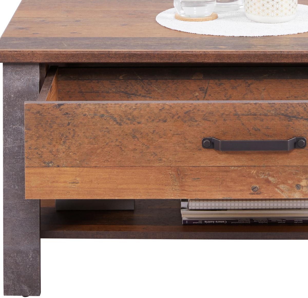 Măsuță de cafea Ontario - gri închis/culoare lemn stejar, Trend, material pe bază de lemn (101/50,5/70cm) - Modern Living