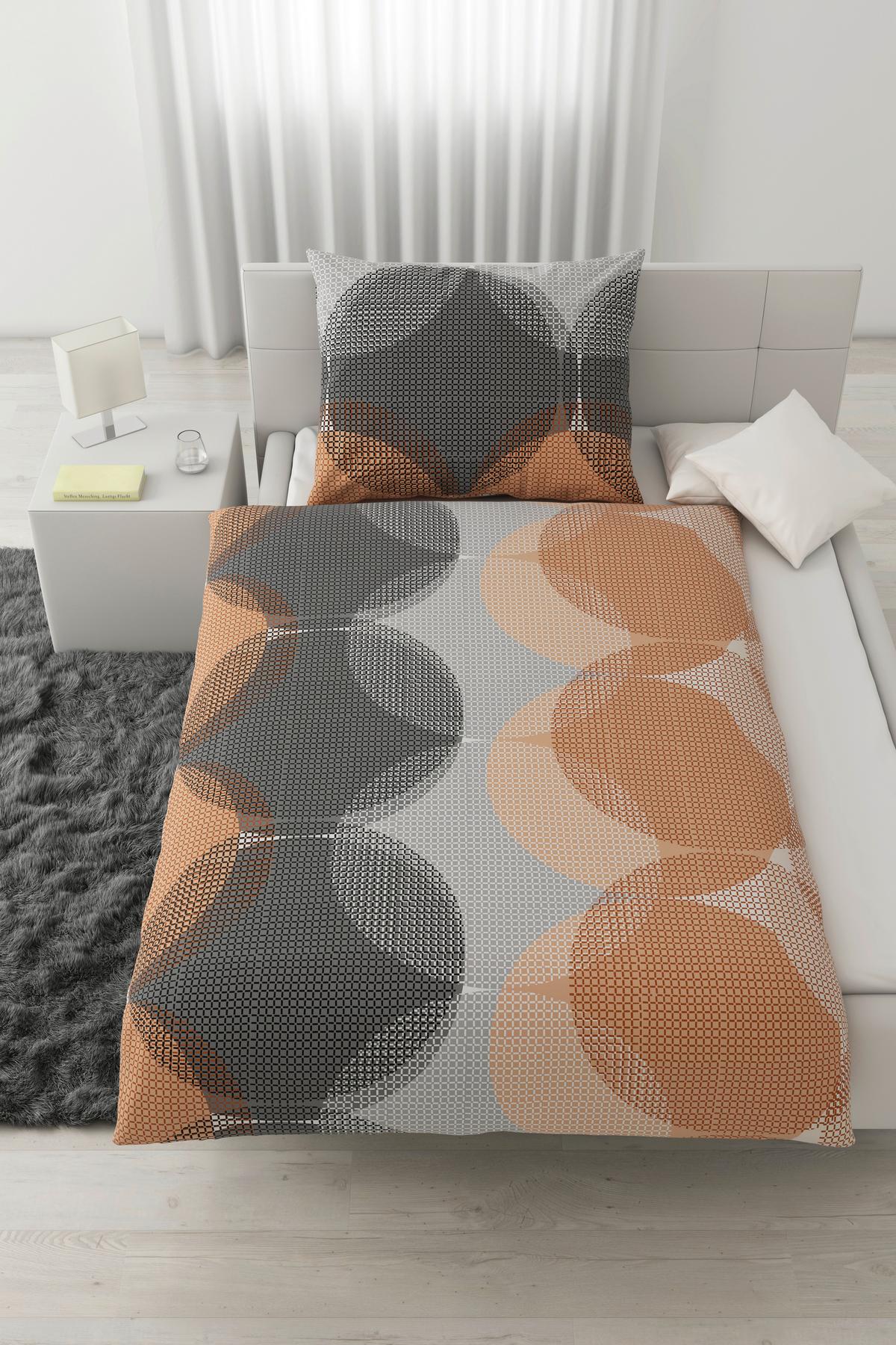 BETTWÄSCHESET CHIARA - Beige/Grau, Natur, Textil (160/210cm) - Modern Living