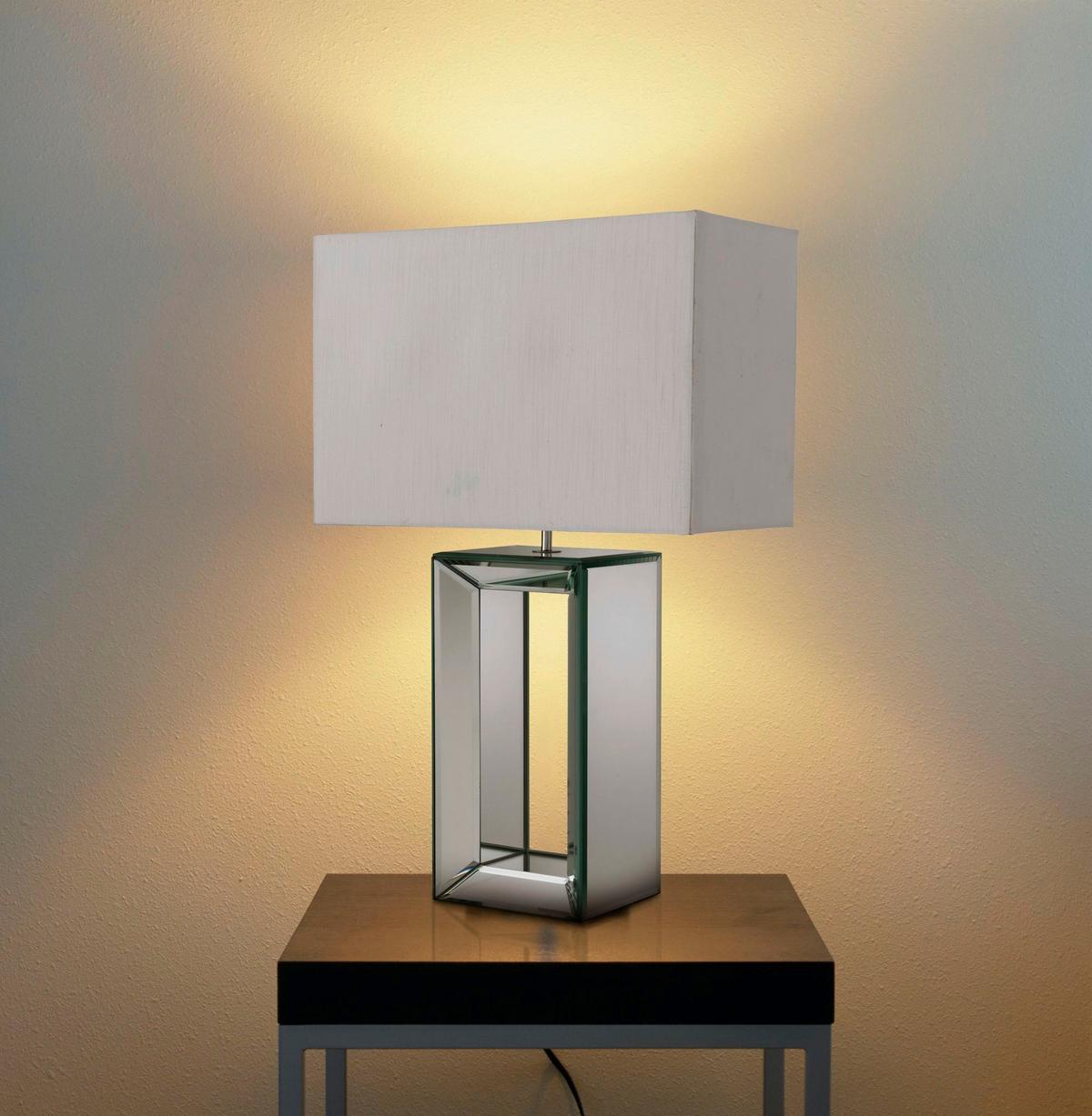 Asztali Lámpa Eu1610 Mirror - fehér, Design, műanyag/üveg (38/25/58cm)