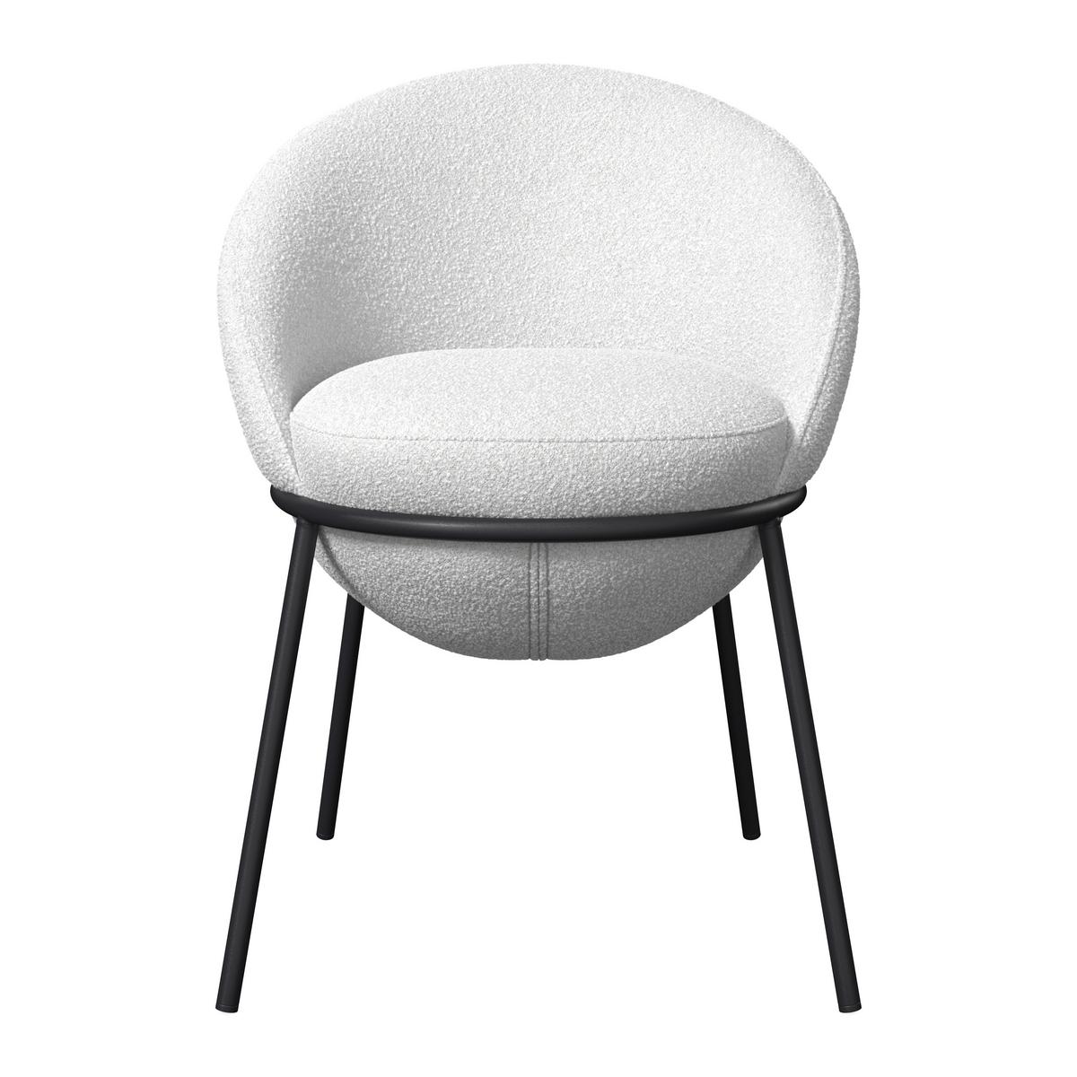 Armlehnstuhl Zoa Creme Struktur Gepolstert - Creme/Schwarz, MODERN, Holz/Textil (57/85/61cm) - Bessagi Home