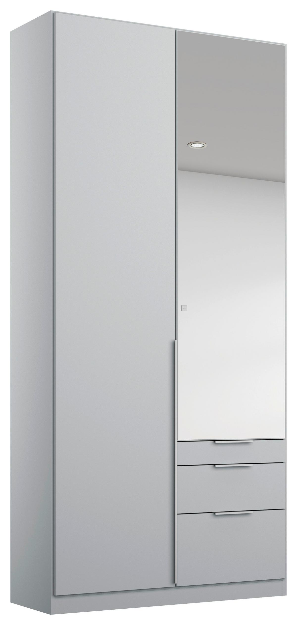 Dulap cu uși rotative ALABAMA - argintiu/gri deschis, Modern, material pe bază de lemn (91/229/54cm)
