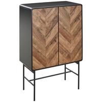 Komoda Sandy, Črna, Barva Hrasta - črna/barve hrasta, Moderno, kovina/leseni material (80/122/40cm) - Mömax