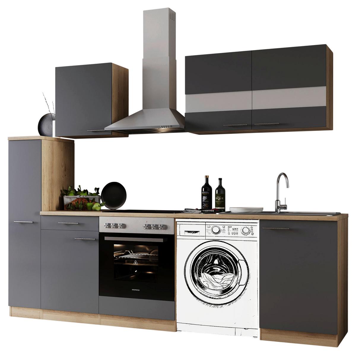 Kuhinjski Blok Z Aparati Merle, 250cm - barve nerjavečega jekla/siva, Basics, kovina/steklo (250cm) - Respekta