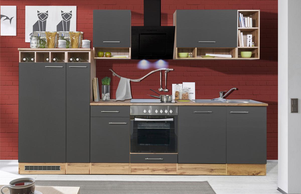 Küchenleerblock LBBEKB310EGC - Wildeiche/Edelstahlfarben, Basics, Holzwerkstoff/Metall (310cm) - Respekta