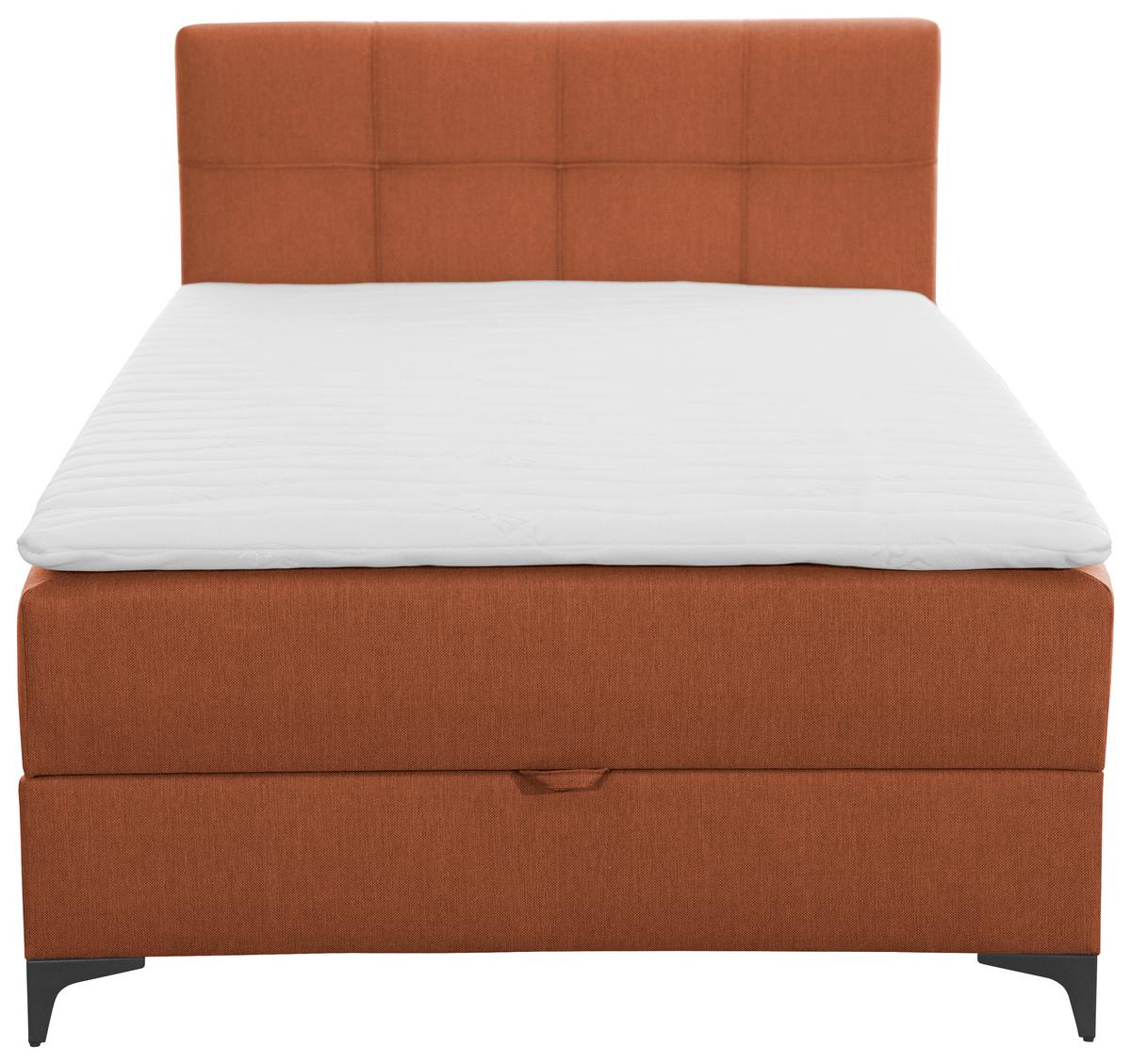 Oblazinjena Postelja Freddie, Opečnato Rjava, 100x200 - opečnato rjava/črna, Konvencionalno, kovina/tekstil (100/200cm) - Mömax