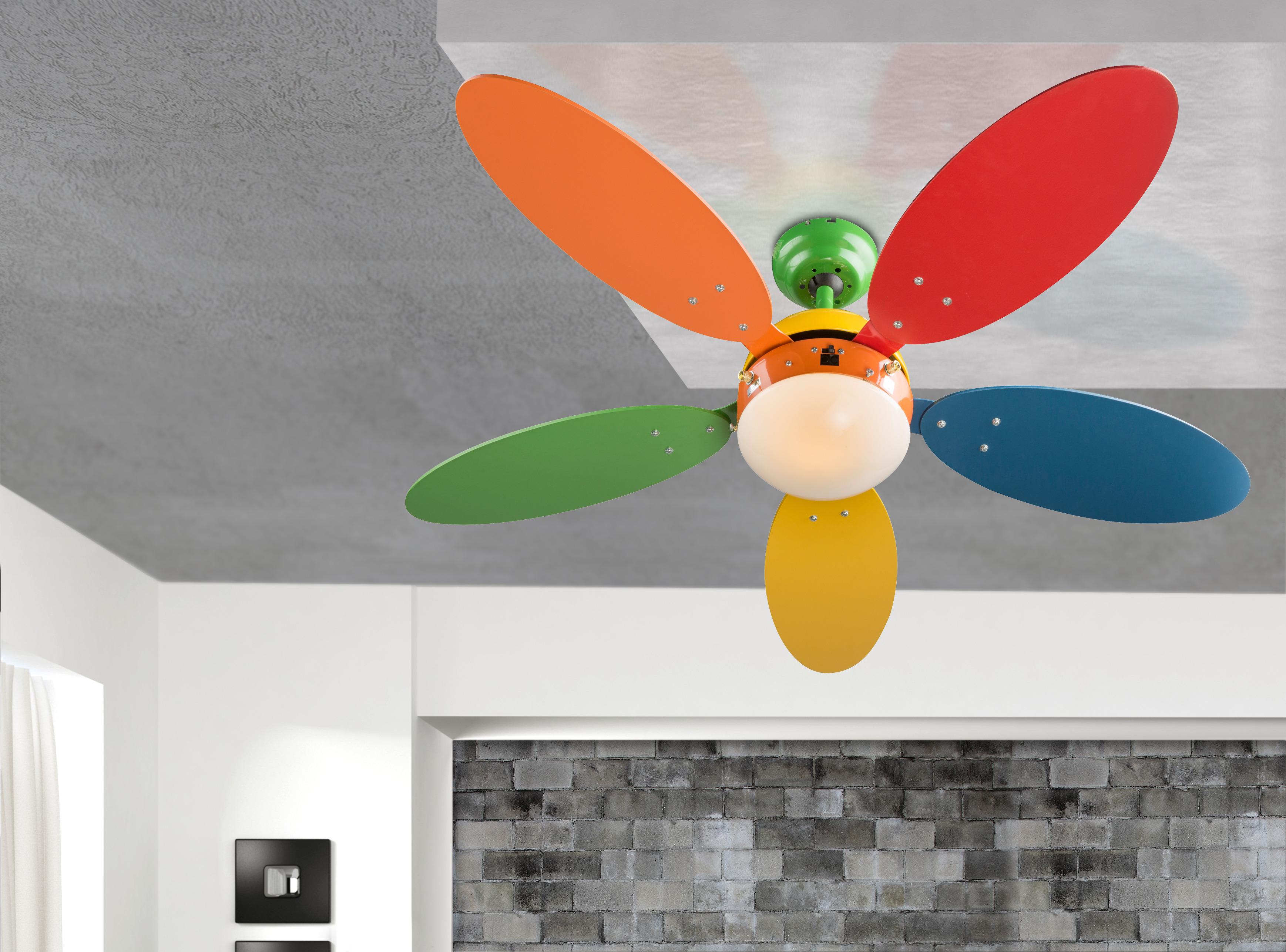 Deckenventilator Boni max. 60 Watt - Multicolor, KONVENTIONELL, Glas/Holz (106,6/37cm) - Globo