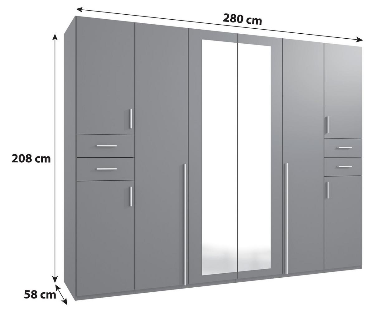 Ormar Sa Klasičnim Vratima Vegas - srebrna/grafitno siva, Osnovno, pločasti materijal (270/208/58cm) - Modern Living