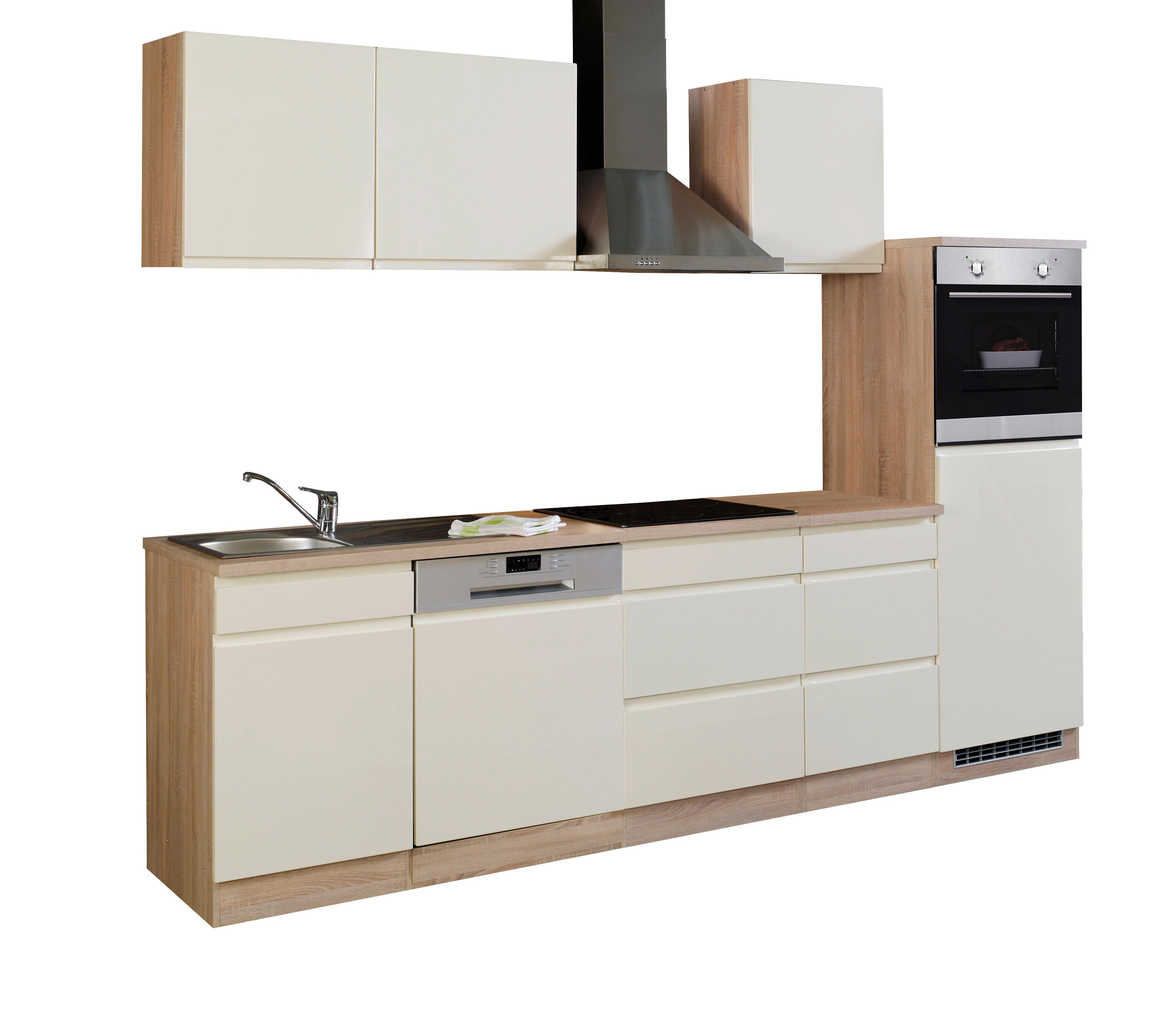 Küchenblock "Cardiff" Creme /Eiche inkl. E-Geräte - Creme/Sonoma Eiche, Basics, Holzwerkstoff (280cm) - Held