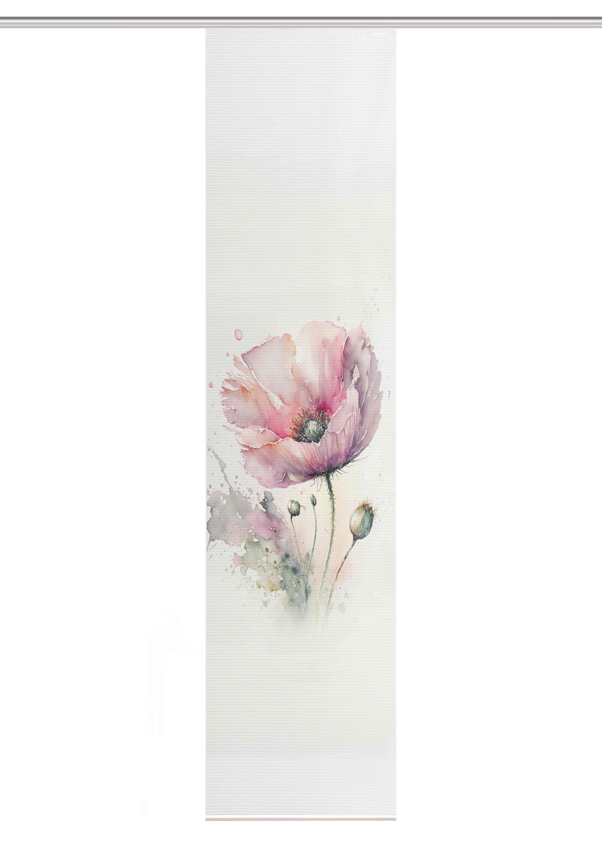 ZASŁONA PANELOWA MELIORA - różowy/biały, Natur, tkanina (60/245cm)