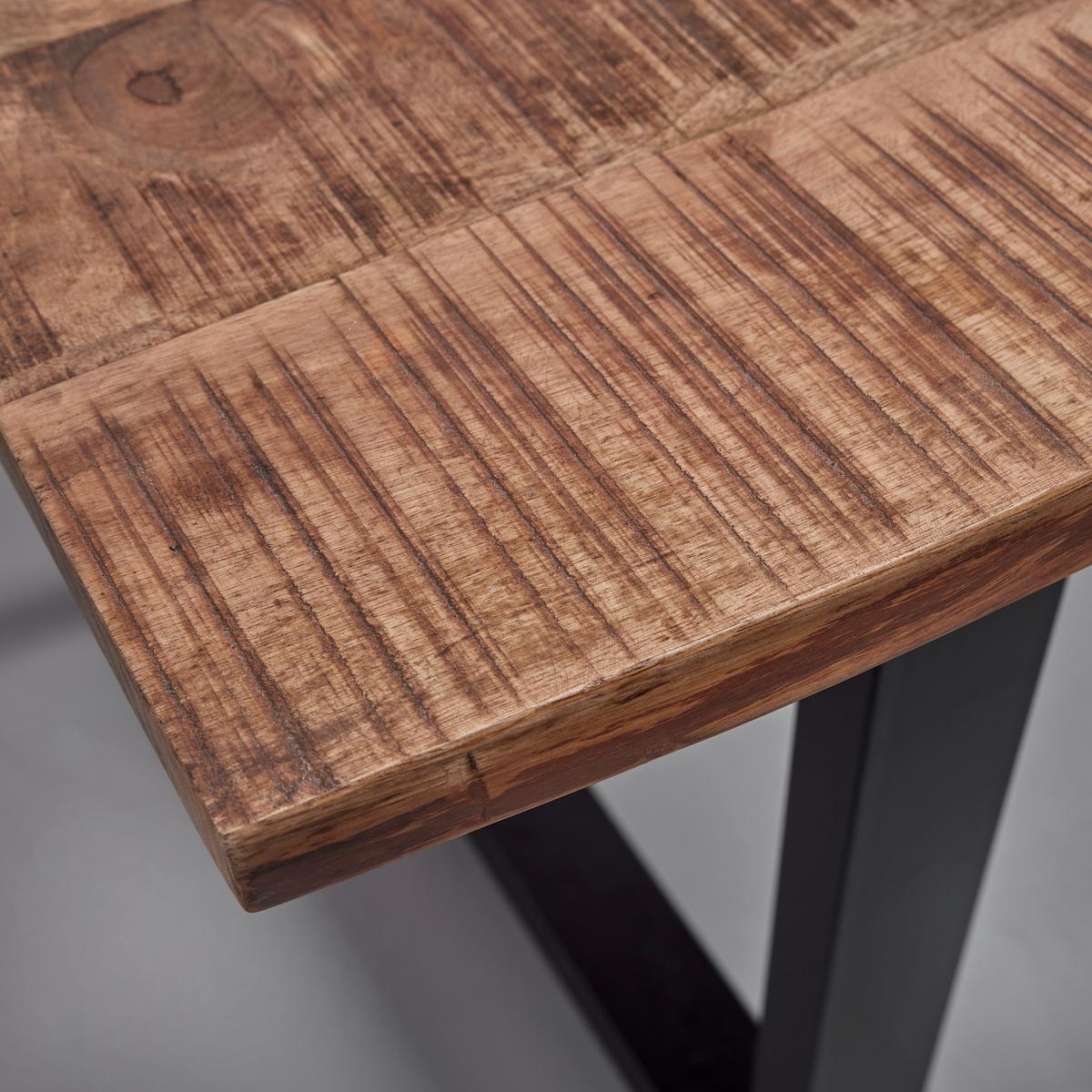 Esstisch Massivholz "Arya", ca. 160x85 cm, Akazie - Schwarz/Akaziefarben, Modern, Holz/Metall (160/85/76cm) - Bessagi Home