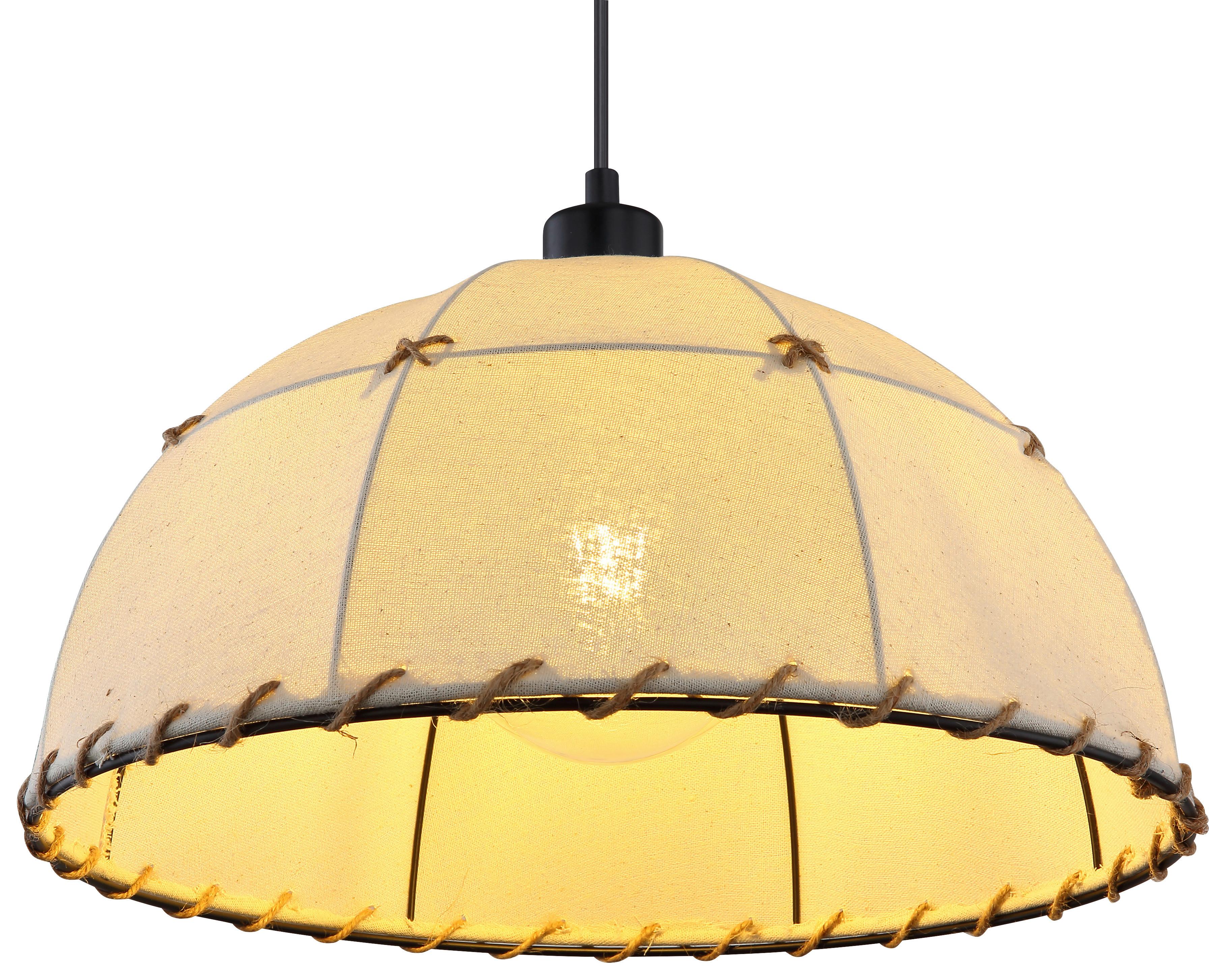 Hängeleuchte Rex max. 60 Watt - Beige/Schwarz, Natur, Naturmaterialien/Textil (40/120cm) - Globo