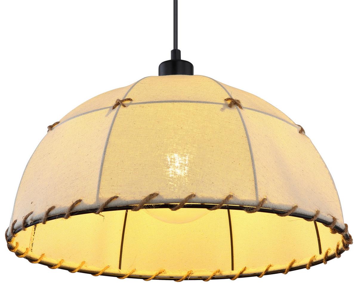 Hängeleuchte Rex max. 60 Watt - Beige/Schwarz, Natur, Naturmaterialien/Textil (40/120cm) - Globo