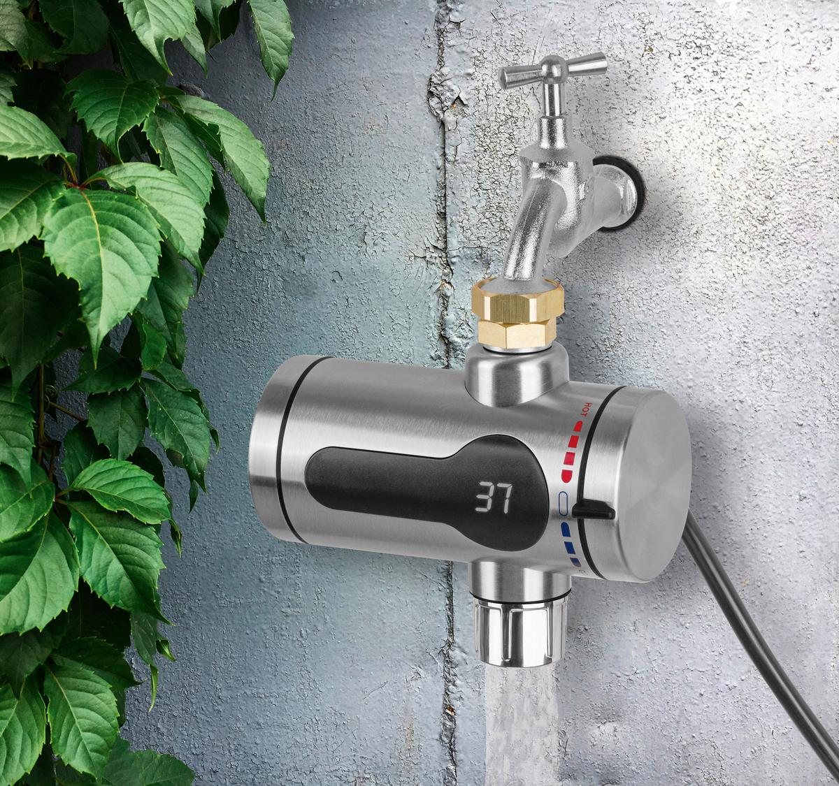 Durchlauferhitzer Maxxmee Schwarz/Edelstahlfarben - Edelstahlfarben/Schwarz, Kunststoff/Metall (14/11,5/6,5cm)