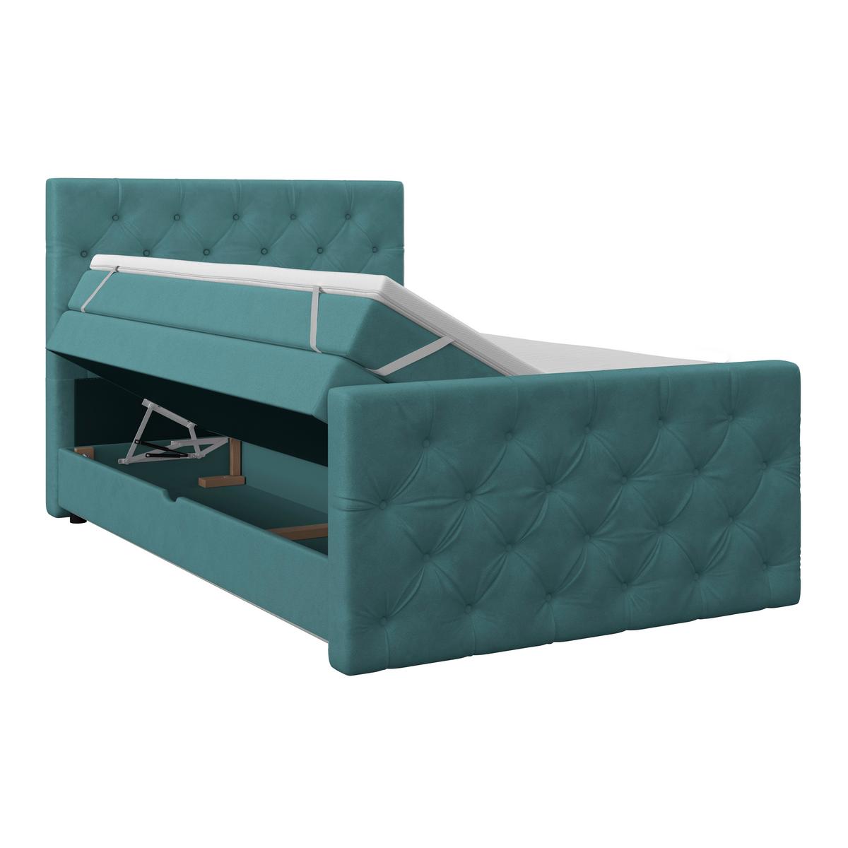 Boxspring Krevet Elio - bež/boje petroleja, Romantično / ladanjski, tekstil/plastika (140/200cm) - Modern Living