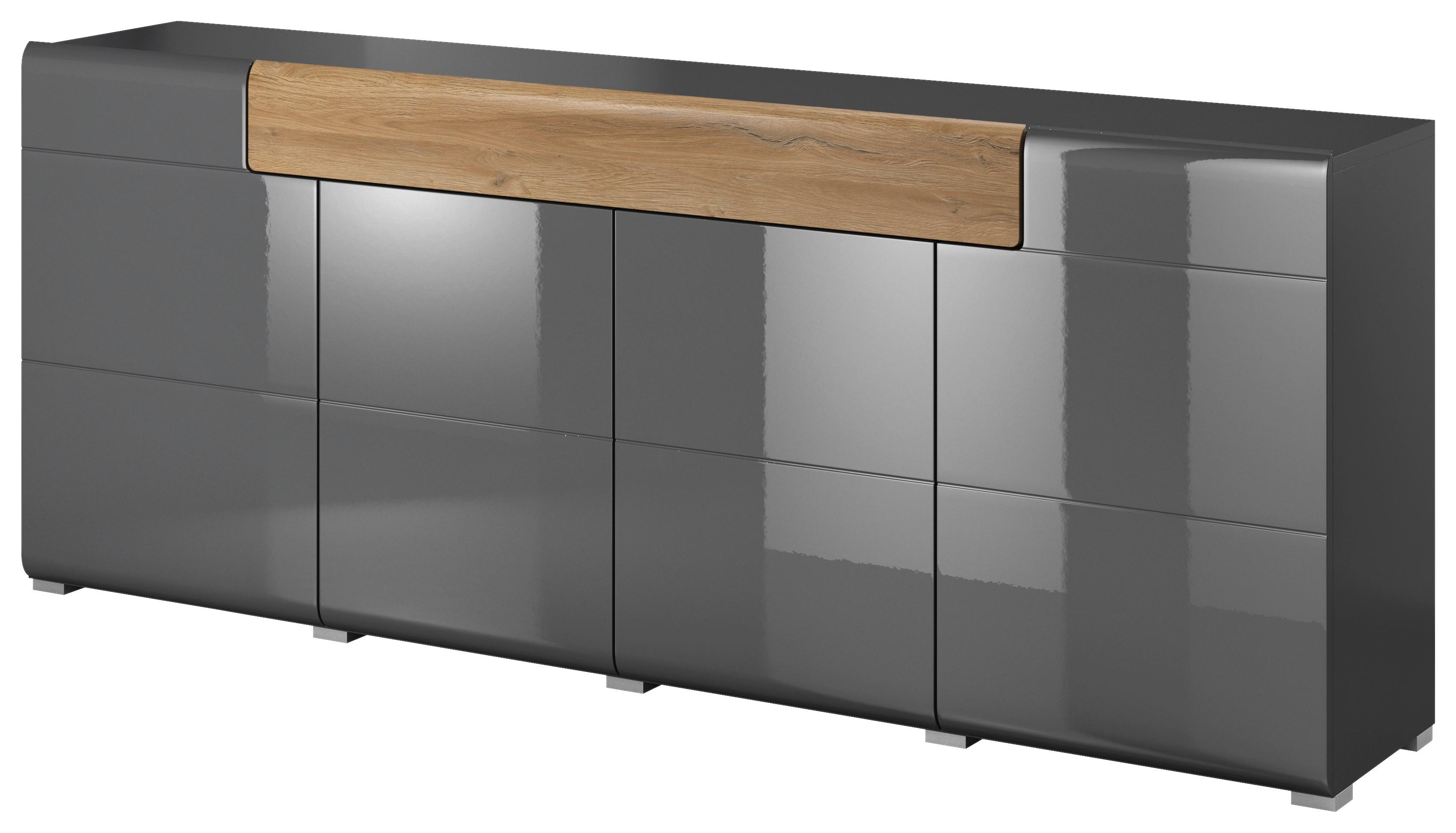 Tálalószekrény Toledo - tölgyfa színű/antracit, Modern, faalapú anyag (208/82/39cm)