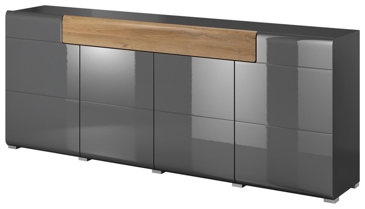 Tálalószekrény Toledo - tölgyfa színű/antracit, Modern, faalapú anyag (208/82/39cm)