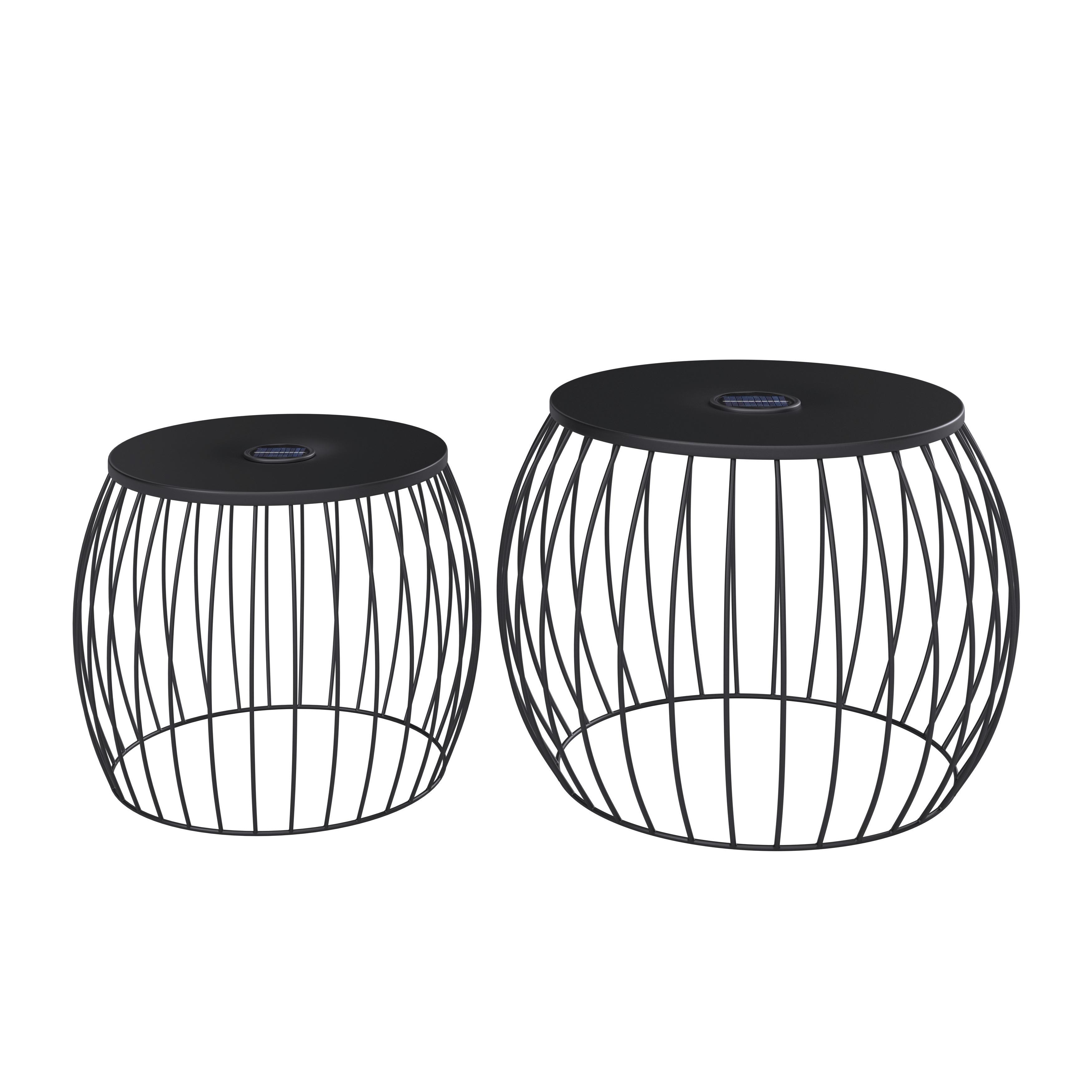 Garten-Beistelltischset Ava Schwarz, 2-teilig - Schwarz, Basics, Kunststoff/Textil - Mömax