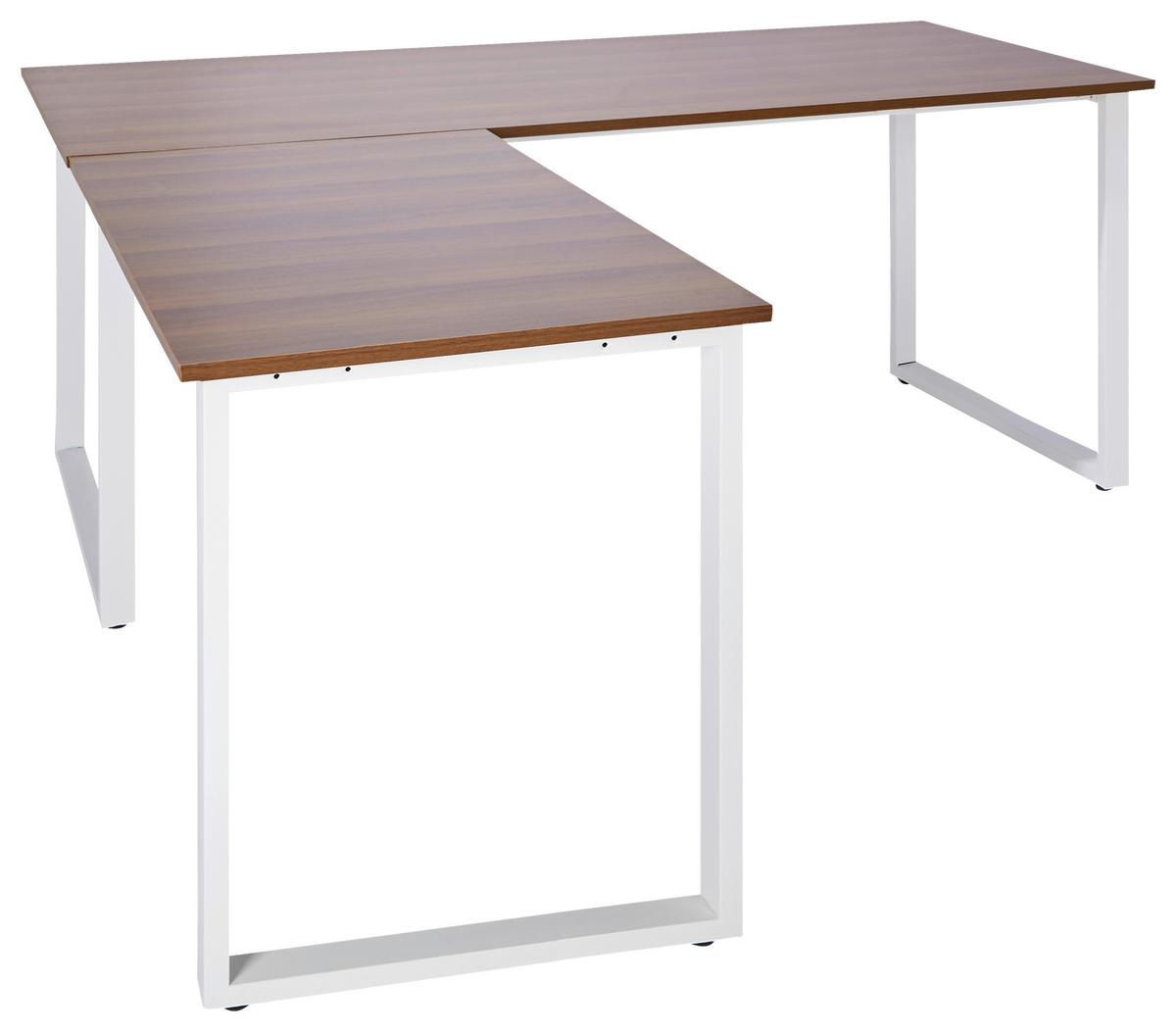 Kotna Pisalna Miza Workspace Xl I, Oreh - barva oreha/bela, Basics, kovina/leseni material (180/180/75,5cm) - MID.YOU