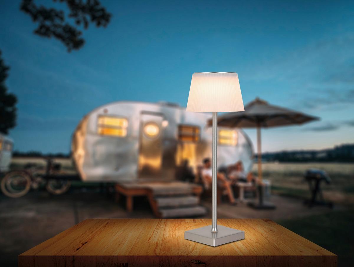 LED-Außenleuchte Rudo in Silber/Weiß max. 2,2 Watt - Weiss/Silberfarben, Modern, Kunststoff/Metall (13/38cm) - Modern Living