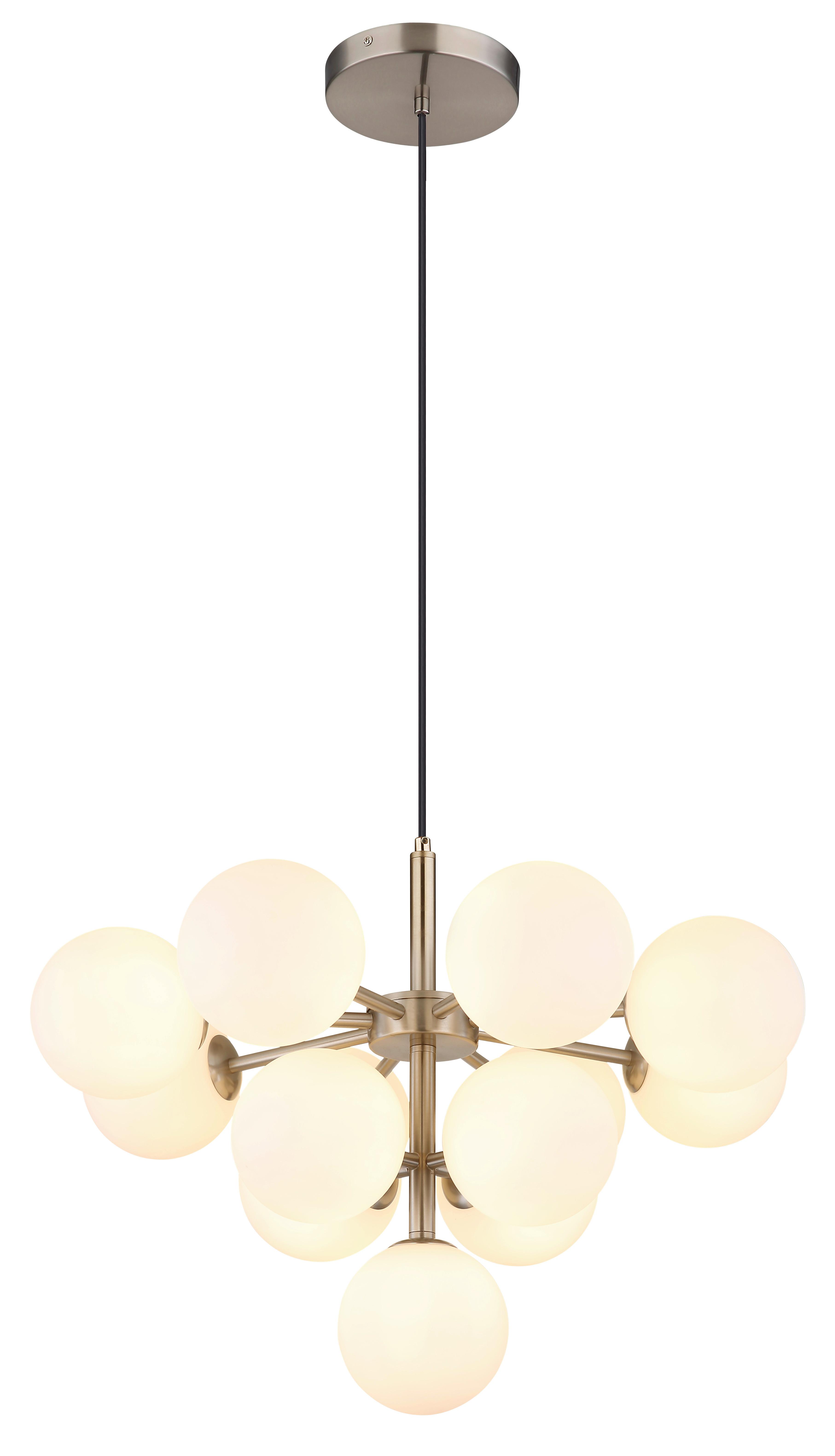 HÄNGELEUCHTE 56143-13N - Nickelfarben, Design, Glas/Metall (56/120cm) - Globo