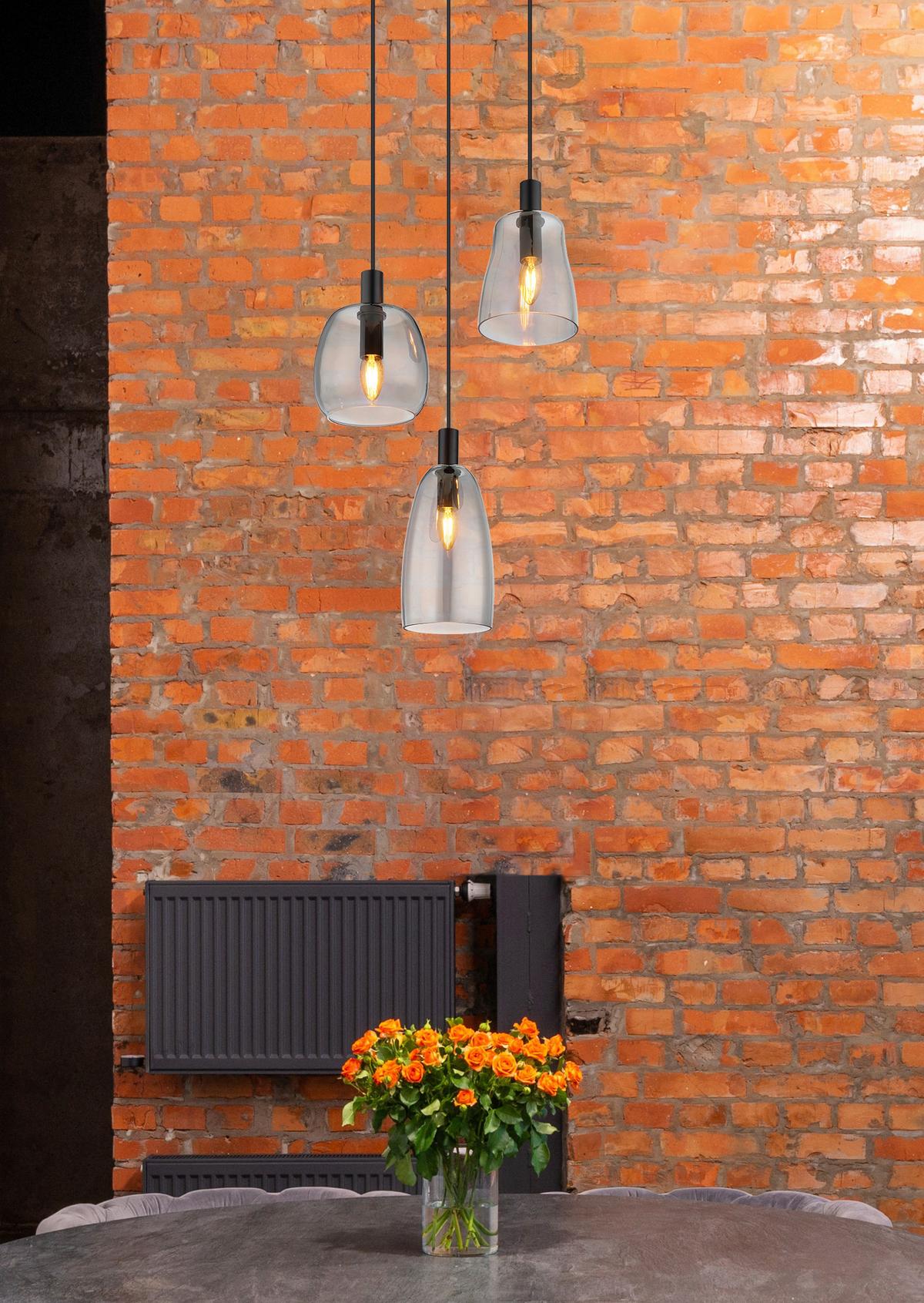 Hängeleuchte Garri max. 40 Watt - Schwarz, Design, Glas/Metall (43/150cm) - Globo