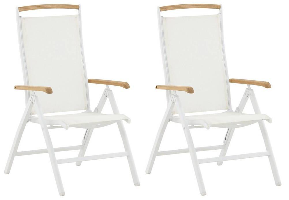 Gartenstuhl 2er-Set Panama ca. 60x110x75 cm Weiß - Naturfarben/Weiß, KONVENTIONELL, Textil/Metall (60/110/75cm) - Gardenson