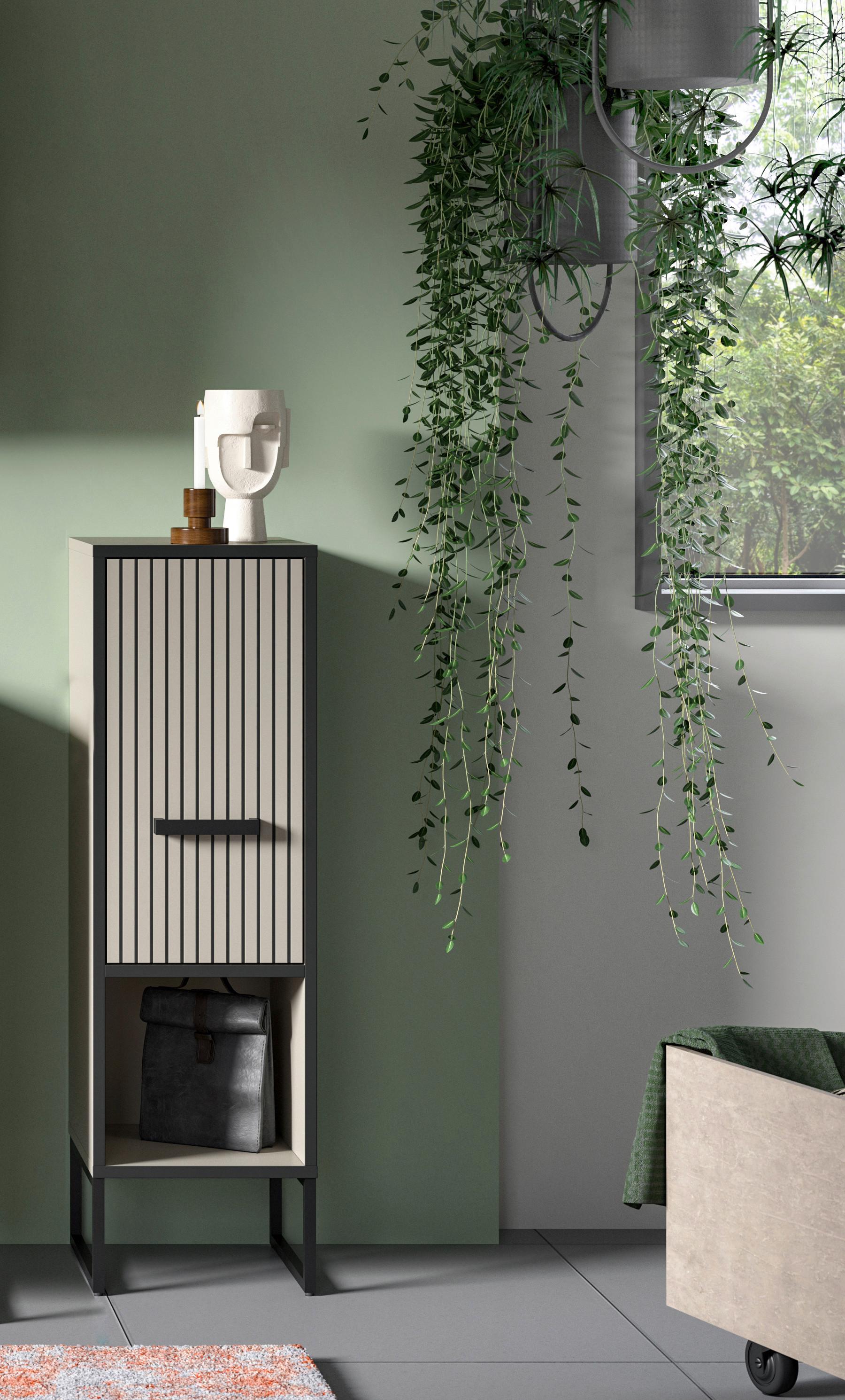 Midischrank BANGO ca. 30x101x32cm Schwarz - Kaschmir/Schwarz, MODERN, Holzwerkstoff/Metall (30/101/32cm) - MID.YOU