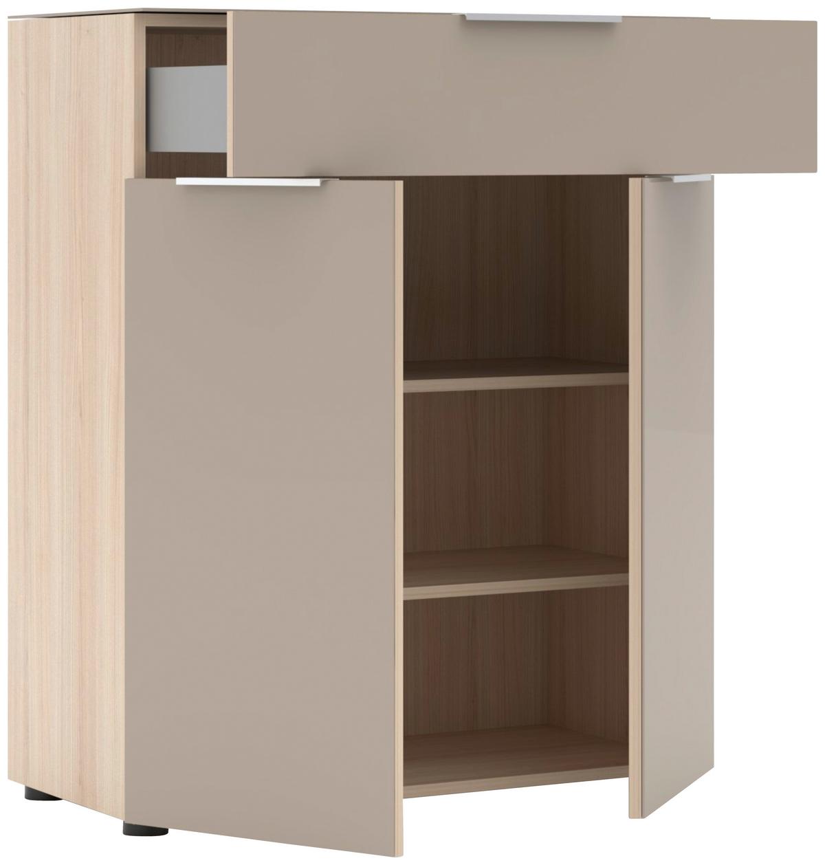 Schuhschrank Siena Eichefarben/Kaschmir - Kaschmir/Eichefarben, Modern, Glas/Holzwerkstoff (80/99/41cm) - Mömax