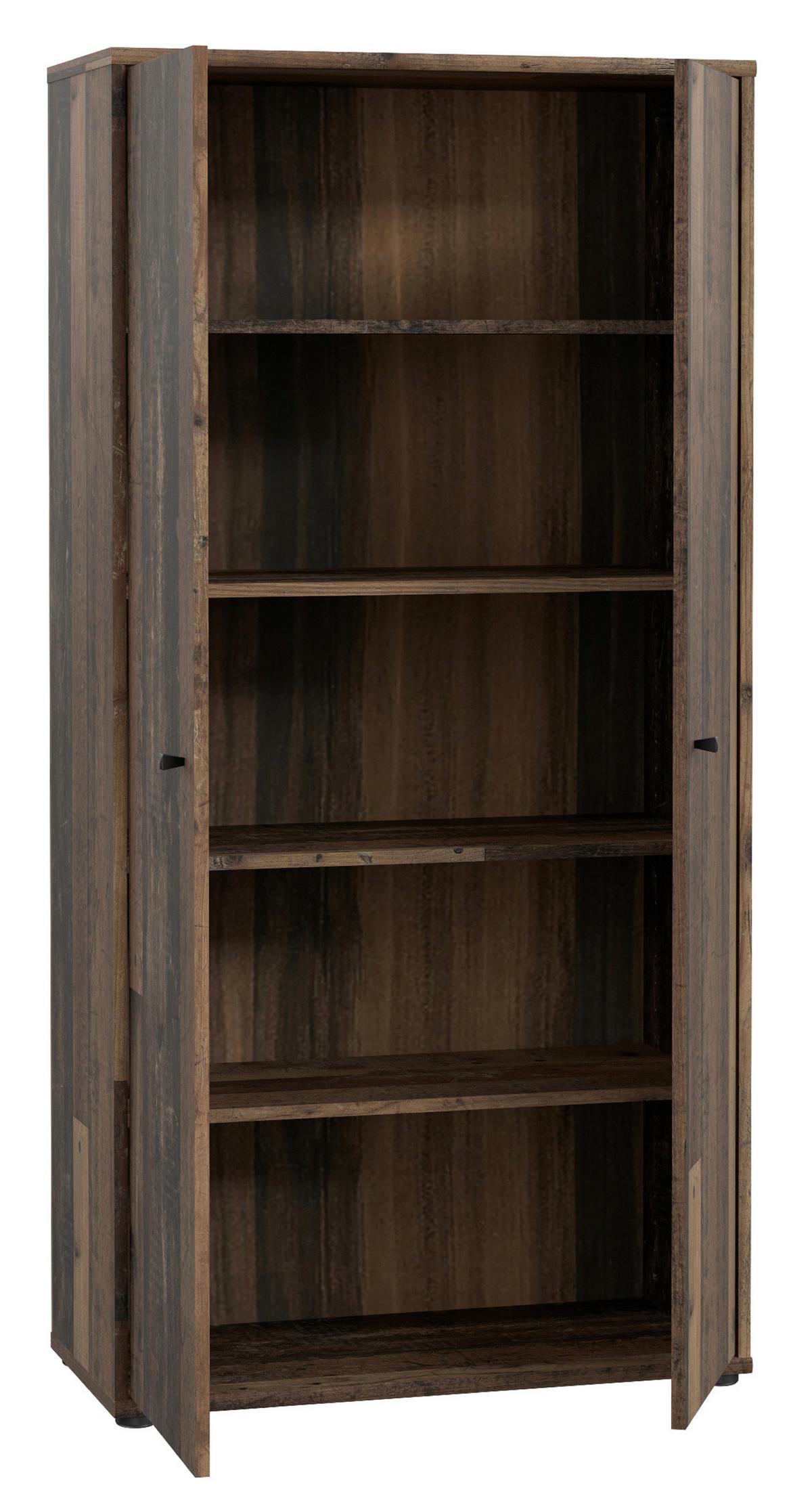 Omara S Klasičnimi Vrati Tempra 2, Rjava - temno rjava/sivorjava, Design, leseni material (73,7/149,5/34,8cm)