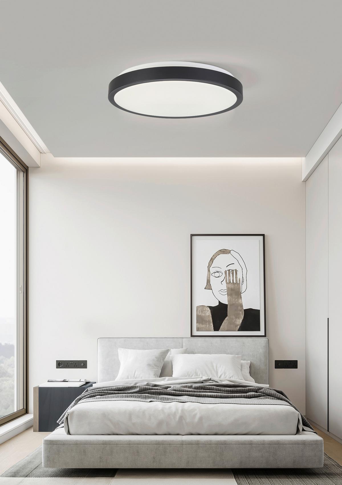 Plafonieră cu Led SHIRLEY - negru, Konventionell, plastic/metal (35/7/7cm) - Modern Living