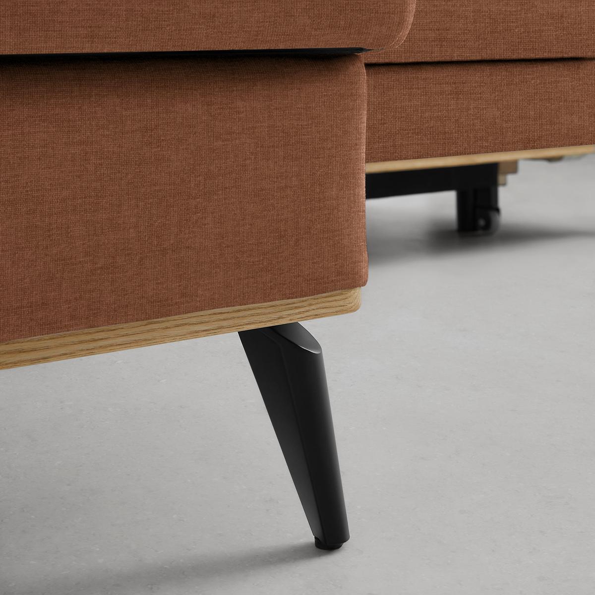 Wohnlandschaft Romeo Rostfarben - Rostfarben/Schwarz, KONVENTIONELL, Holz/Textil (167/87/234cm) - Zandiara
