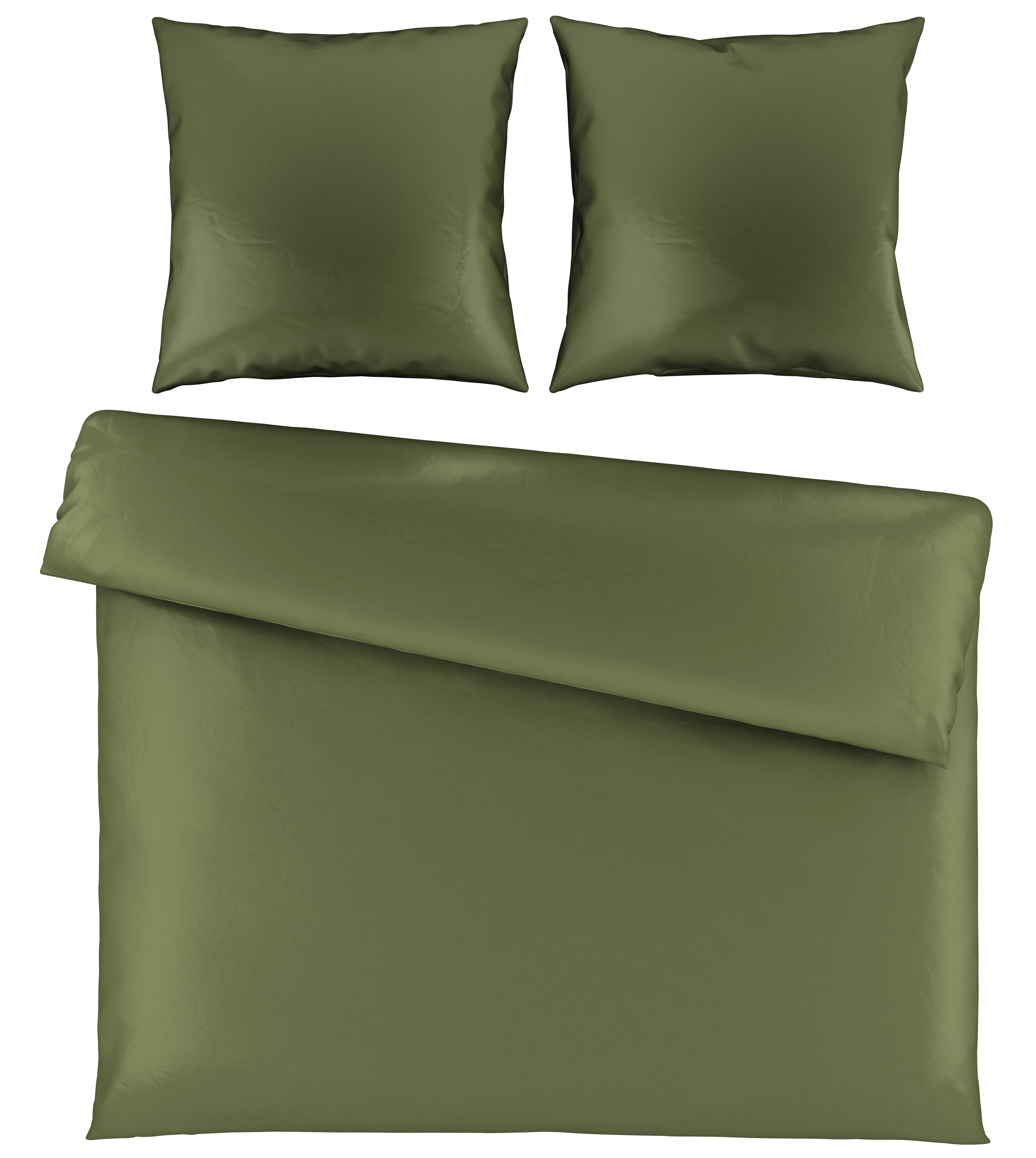 Bettwäsche Alex Uni XXL ca. 200x220cm - Olivgrün, MODERN, Textil (200/220cm) - Premium Living