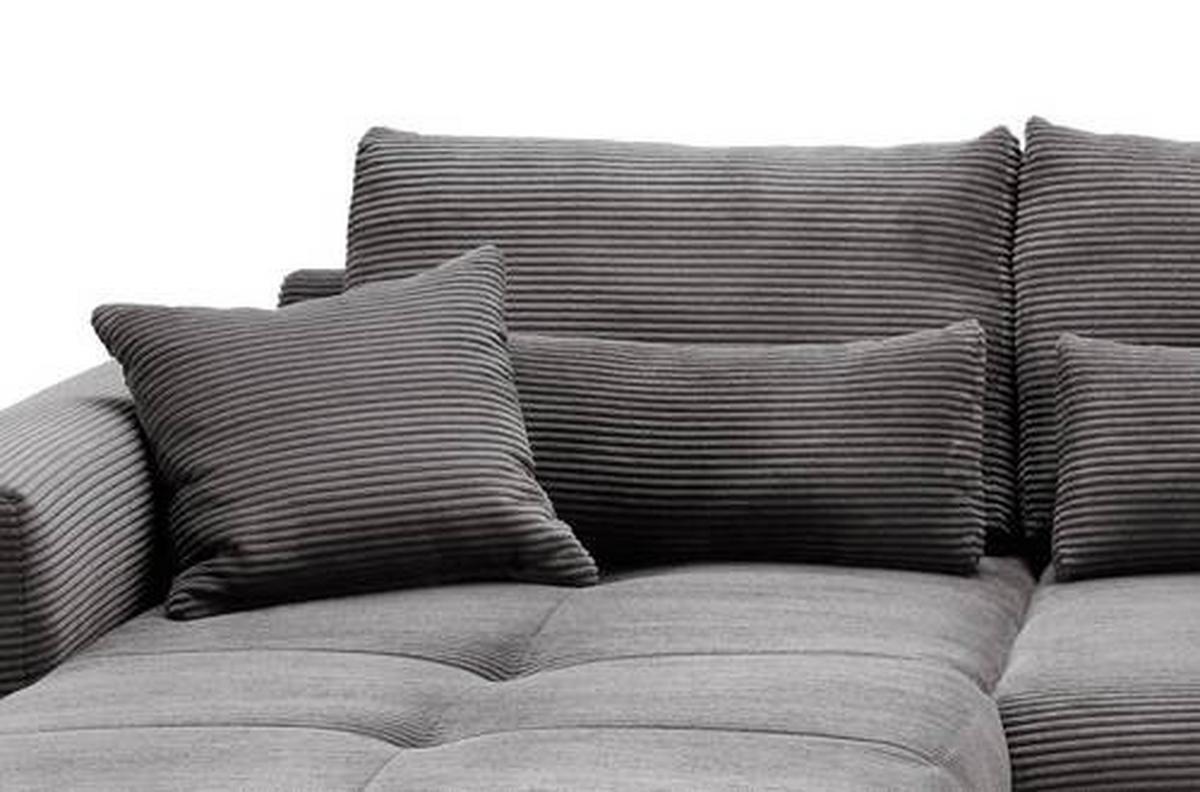 Wohnlandschaft Frederico Grau Cord - Chromfarben/Grau, MODERN, Holz/Textil (188/302cm) - MID.YOU