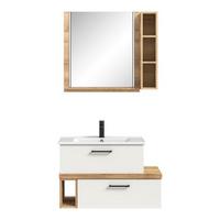 Kupaonica Bavelli - bijela/boje hrasta, Moderno, drvni materijal/keramika (88cm) - Pelipal