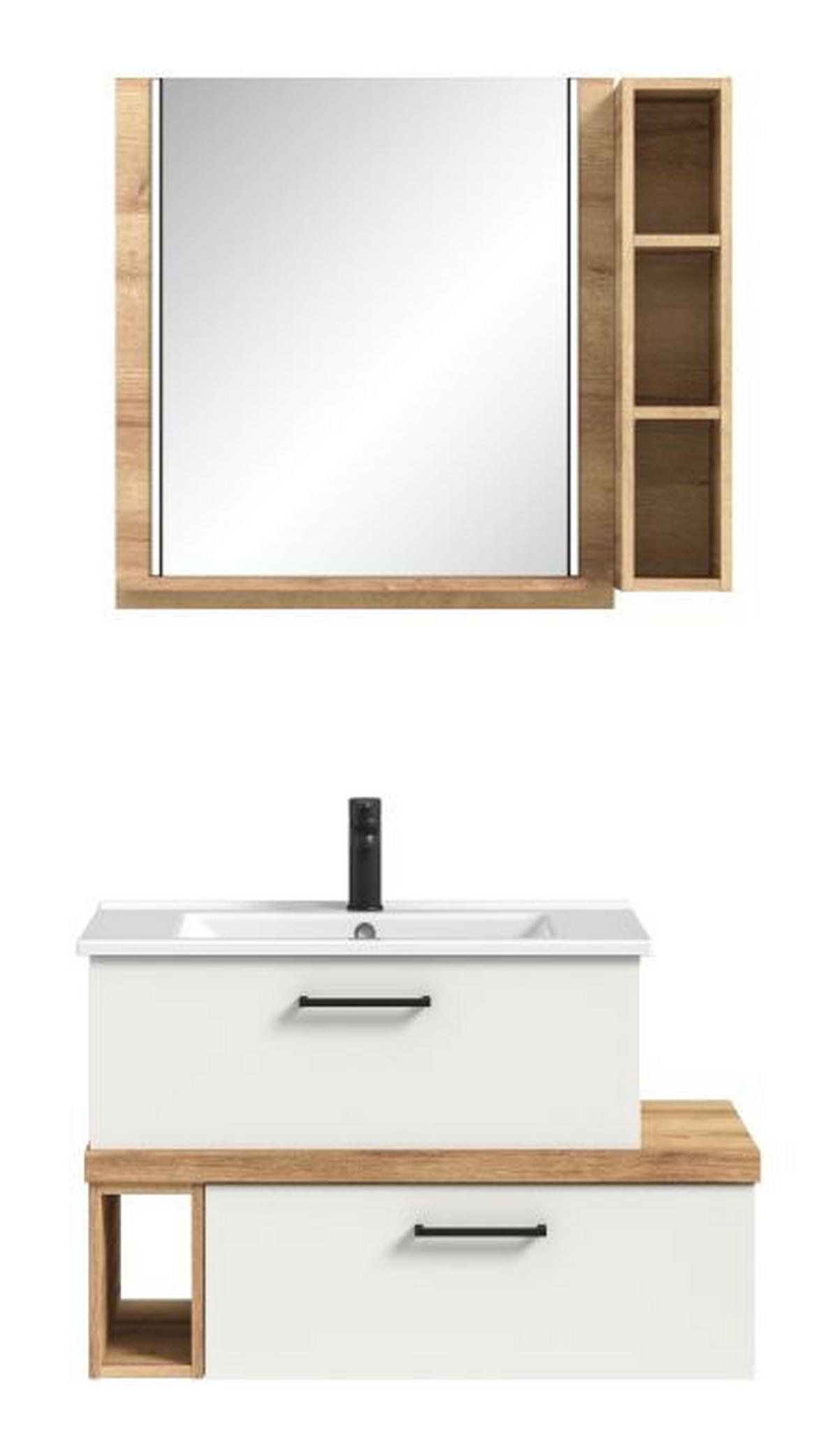 Kupaonica Bavelli - bijela/boje hrasta, Moderno, drvni materijal/keramika (88cm) - Pelipal