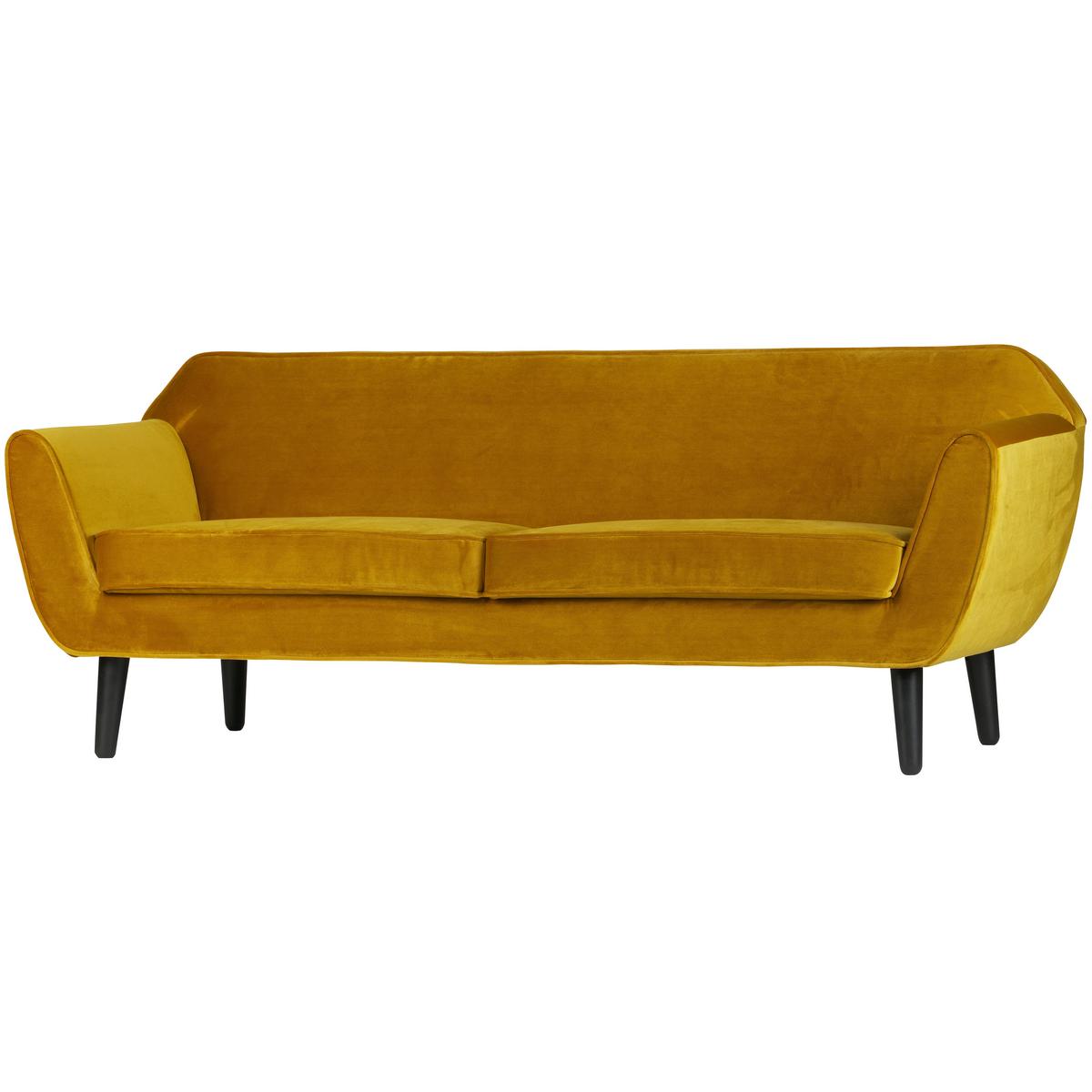 Sofa Rocco Gelb B: 187cm - Gelb/Schwarz, Design, Holz/Textil (187/75/82cm) - Livetastic