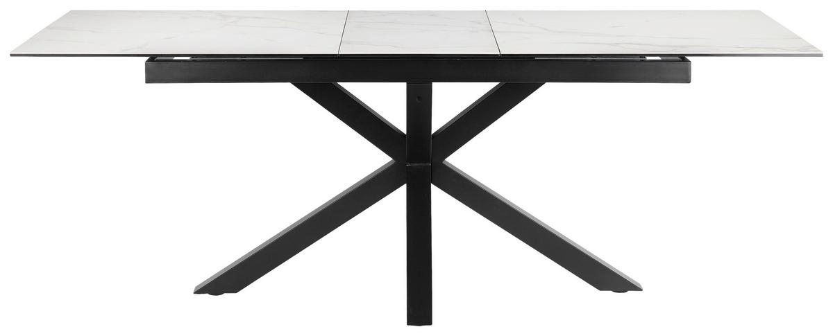 Raztegljiva Miza Lotus, Bela, 168-210x90 - črna/bela, Moderno, kovina/steklo (168-210/90/76cm) - MID.YOU
