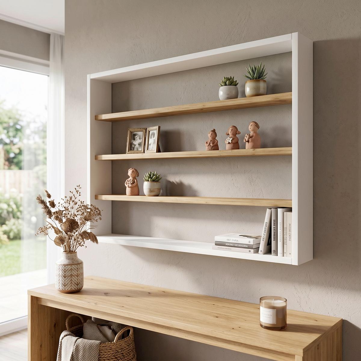 Wandregal Osado L - Honigeiche/Weiss, Design, Holzwerkstoff (80/60/10cm) - MID.YOU