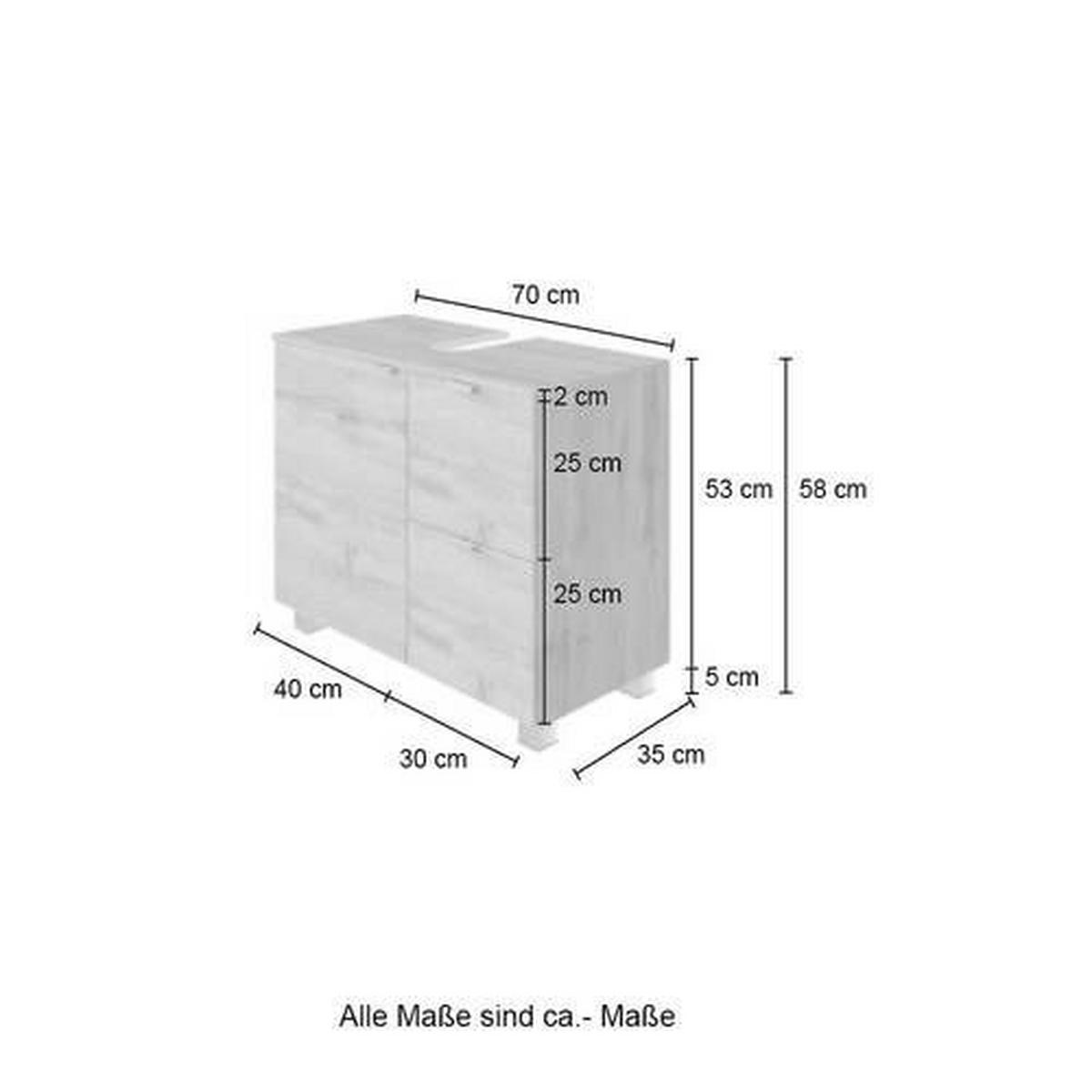 SZAFKA POD UMYWALKĘ BOGOTA - kolor srebrny/biały, Modern, materiał drewnopochodny (70/53/35cm) - Xora